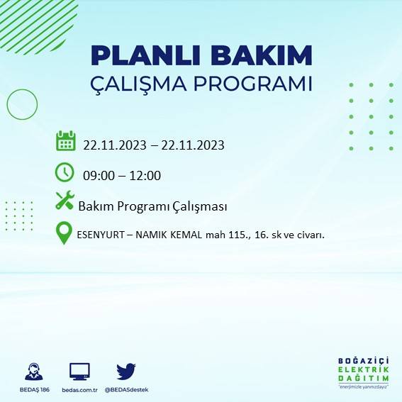 İstanbul'un bu ilçelerinde yaşayanlar dikkat: Saatlerce sürecek elektrik kesintisi için hazır olun 18